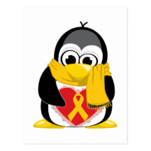 Écharpe de pingouin de ruban d'or cartes postales