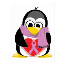 Écharpe de pingouin de ruban d'orchidée cartes postales