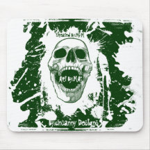 Éclaboussure blanche Mousepad de crâne dans vert-f Tapis De Souris