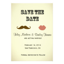Économie-le-date de moustache et de lèvres invitations personnalisées