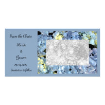 Économies bleues de mariage d'hortensia le carte p photocarte personnalisée