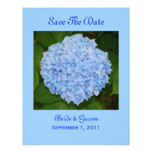 Économies bleues d'hortensia la carte de date bristol personnalisé