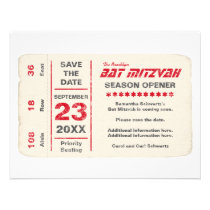 Économies de bat mitzvah d'étoile de sports la car invitations