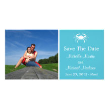 Économies de crabe la date Photocard (bleu moyen) Modèle Pour Photocarte