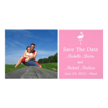Économies de flamant la date Photocard (rose) Carte Avec Photo