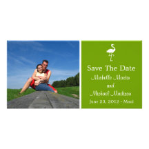 Économies de flamant la date Photocard (vert de mo Modèle Pour Photocarte