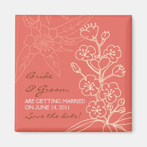Économies de mariage de Botanica (corail) la date Magnets Pour Réfrigérateur