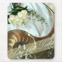 Économies de mariage de plage la date tapis de souris