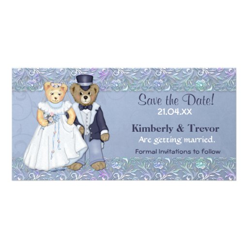 Économies de mariage d'ours de nounours la date cartes de vœux avec photo
