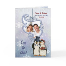 Économies de photo de mariage de pingouin la date