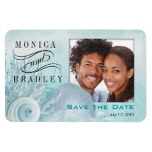 Économies de photo de plage de rêves de coquillage magnets rectangulaire