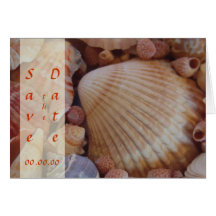 Économies de plage la date - mer des coquillages carte de vœux