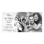 Économies florales noires et blanches de mariage l photocartes