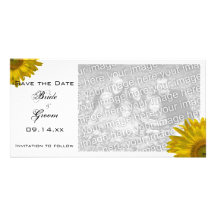 Économies jaunes de mariage de tournesol le carte  cartes avec photo