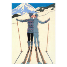 Économies vintages de neige de skis de baiser d'am bristol personnalisé