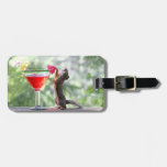 Écureuil buvant un cocktail étiquette pour bagages