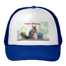 Écureuil de joyeux anniversaire casquette de camionneur