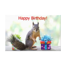 Écureuil de joyeux anniversaire toile tendue