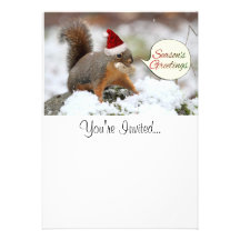 Écureuil de Noël dans la neige Invitations Personnalisées