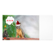 Écureuil de Noël indiquant Ho Ho Ho Cartes De Vœux Avec Photo