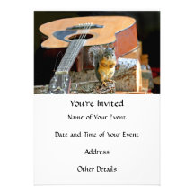 Écureuil et guitare cartons d'invitation