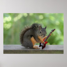 Écureuil jouant la guitare électrique affiche