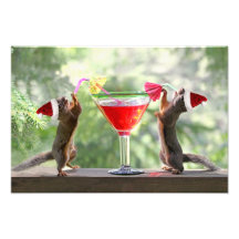 Écureuils de Père Noël buvant un cocktail Photos Sur Toile
