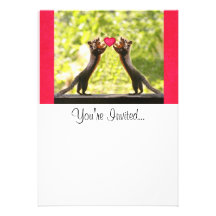 Écureuils en photo d'amour cartons d'invitation