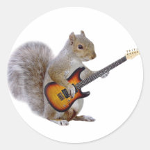 Een het Spelen van de Eekhoorn Gitaar Ronde Stickers