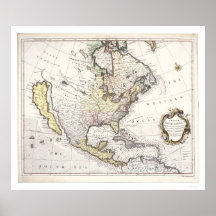 Een kaart van Noord-Amerika Print