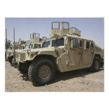 Een rij van humvees van Werkgroep Militaire Polic Foto Afdruk