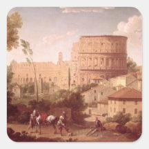 Een uitzicht van Colosseum met een Reiziger, 1731  Vierkante Stickers