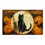 Een vrolijke Kaart van de Kat van Halloween Wens Kaart