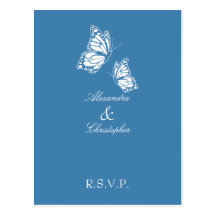 Eenvoudige Amparo Blauwe Vlinder RSVP Wenskaarten
