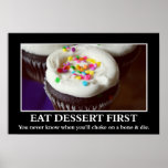 Eet dessert alvorens u en matrijs (l) verspert print