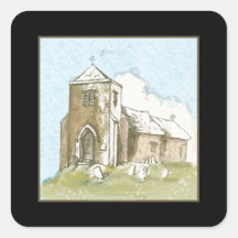 Église dans le pays autocollant