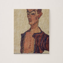Egon Schiele - autoportrait scissoring de grimace Puzzles Avec Photo