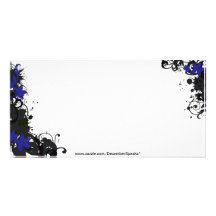 Elegant bloemen-blauw foto kaart