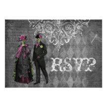 Elegant Glamorous Skeletons Halloween Party RSVP Personalized Invitation