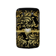 Elegant Gouden Damast met Hart Blackberry Bold Cases