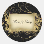 Elegant gouden en zwart wervelingsontwerp - pas he sticker