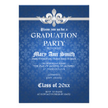 Elegant Graduation Party Fleur De Lis Blue invitations