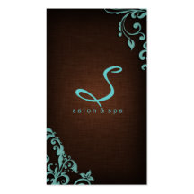 Elegant Linen Salon Spa Bloemen Bruin Blauw Visitekaartjes