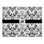 Elegante blk/het witte Briefkaart van het Damast v Wenskaart