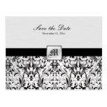 Elegante blk/het witte Damast van het Monogram bew Wenskaart