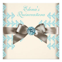 Elegante Bruine en Blauwgroen Blauwe Quinceanera Uitnodigingen