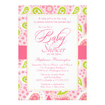 Elegante hete roze groene Paisley baby showeruitno