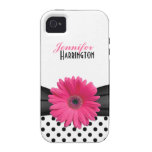 Elegante Roze iPhone 4 van de Stip van Gerbera Dai iPhone 4/4S Hoesjes