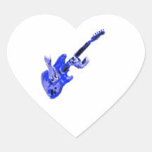 Elektrische Gitaar en handen, blauwe versie Hartvormige Stickers