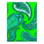 Elektrische Groen en Aqua Blauw Indisch Paisley Wens Kaarten